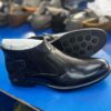 Men's Classic Black Leather Ankle Chelsea Boots with Side Buckle